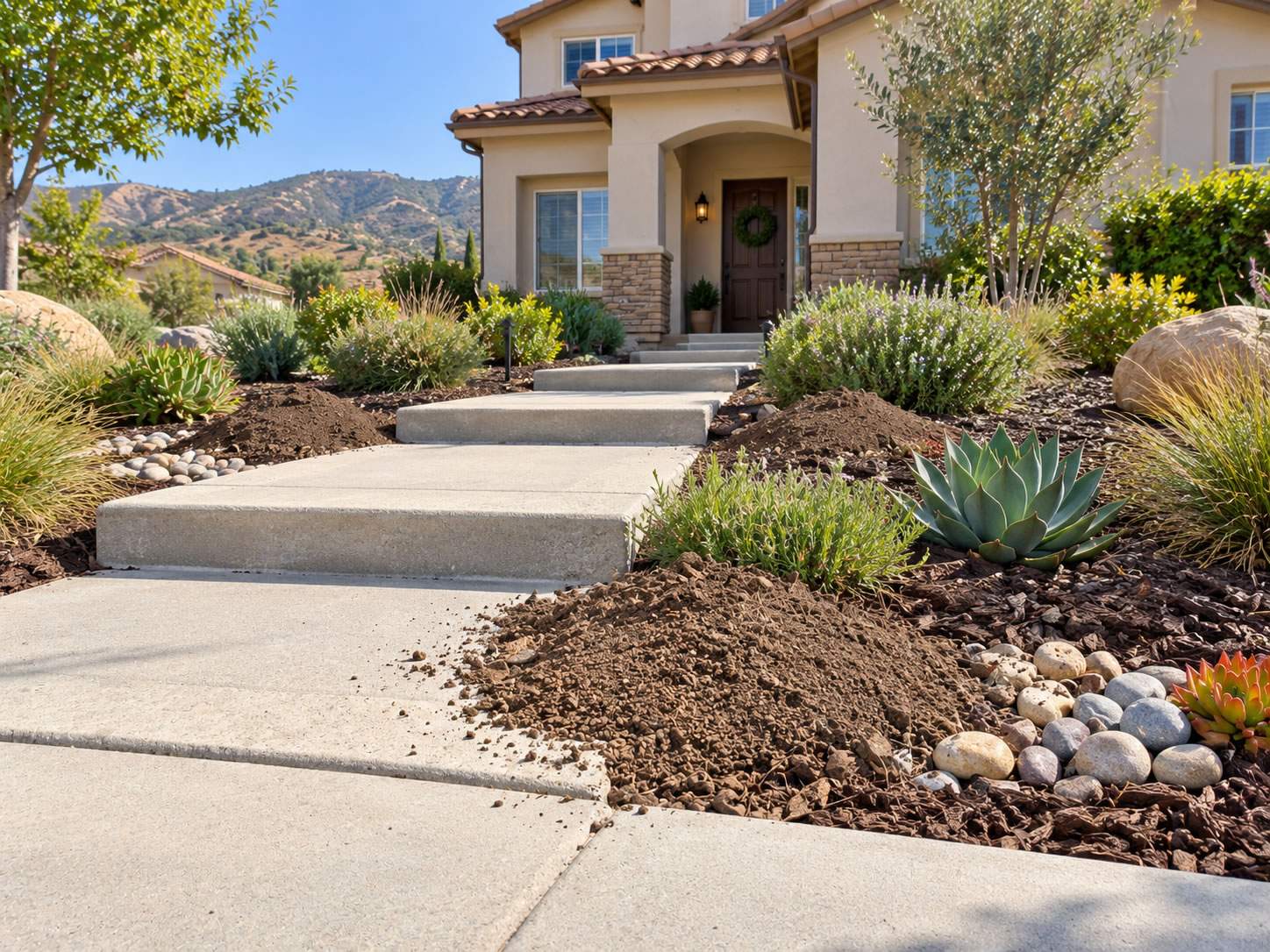 Gopher damage in a landscaped Temecula front yard